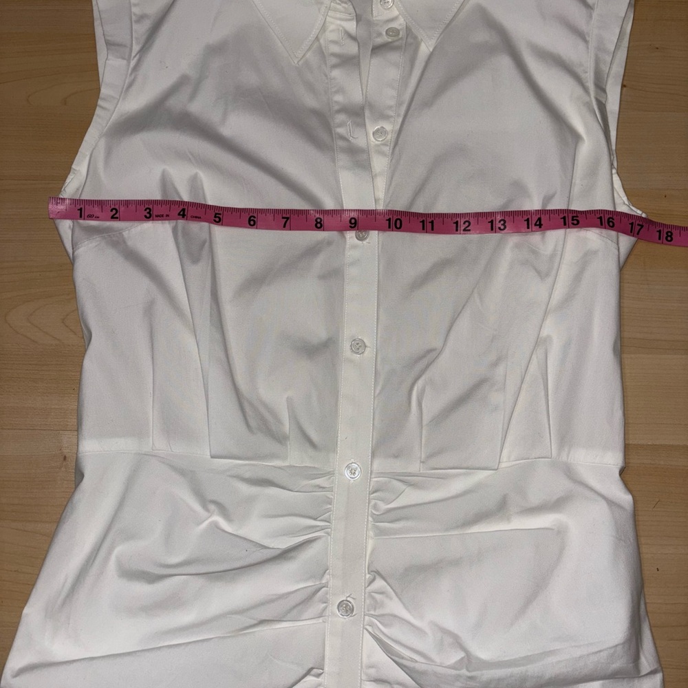 Veronica Beard Bell Ruched Stretch Poplin White Dress Size 8 Minimalist - Picture 6 of 12